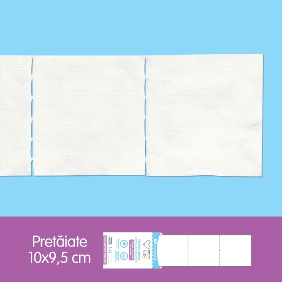 Dischete igienice pătrate pentru bebelusi si copii, 10x9.5cm, 60 buc