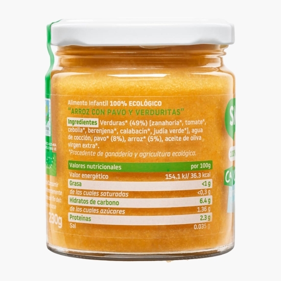 Piure ecologic cu orez, curcan și legume, +10 luni, 230g