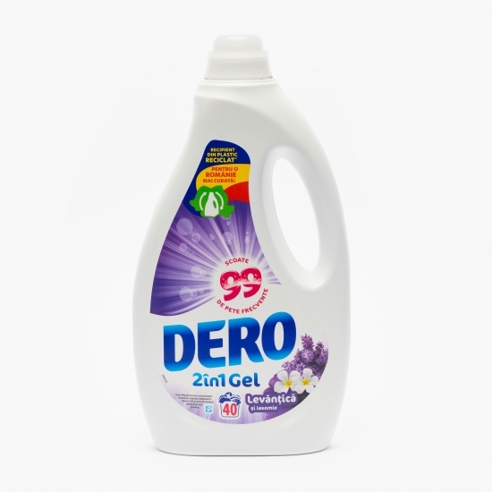 Detergent de rufe lichid 2în1 Gel levănțică și iasomie 40 spălări 2l
