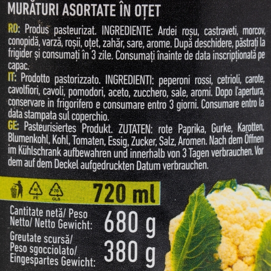 Murături asortate în oțet, Gourmet, 680g