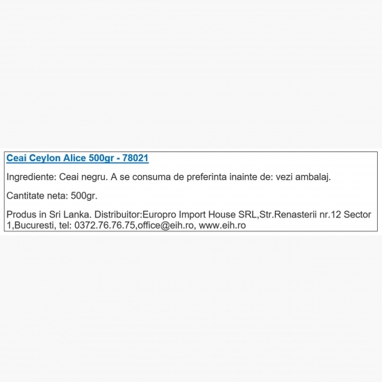 Ceai Ceylon Alice Natur 500g