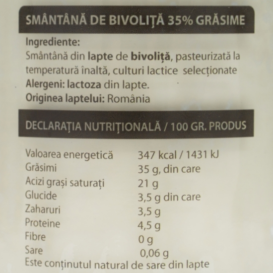 Smântână din lapte de bivoliță 35% grăsime 280g
