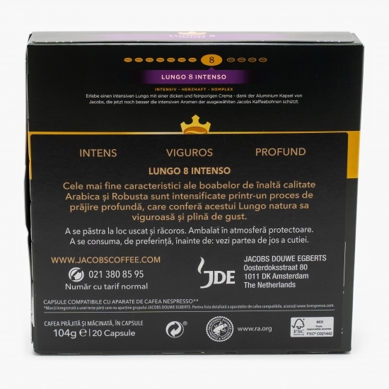 Lungo 8 Intenso 20 băuturi 104g, capsule cafea 