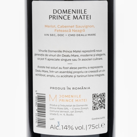 Vin roșu sec Merlot & Cabernet & Fetească Neagră, 14%, 0.75l