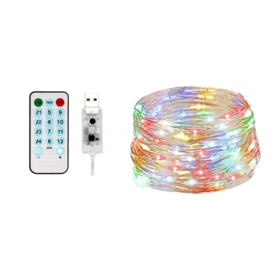 Instalație Crăciun, 15m, 150 LED-uri, multicolor RGB, sincronizare muzică, telecomandă 12 funcții, USB, fir cupru, liniar