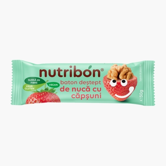 Baton vegan de căpșuni cu nucă, fără gluten 30g