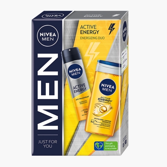 Set cadou: Gel de duș Men Active Energy 250ml + Deodorant spray masculin Dry Energy 150ml