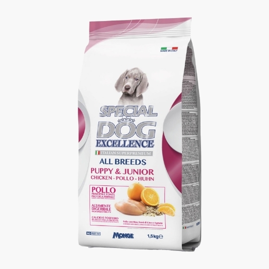 Hrană uscată pentru câini super premium All Breds Puppy & Junior, cu pui, 1.5kg