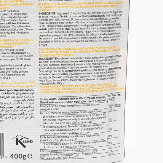 Musli cu mango și nuci de macadamia 400g