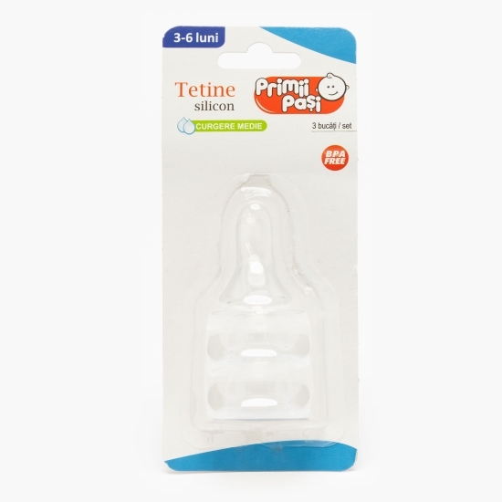 Tetină silicon curgere medie 3-6 luni, 3 buc