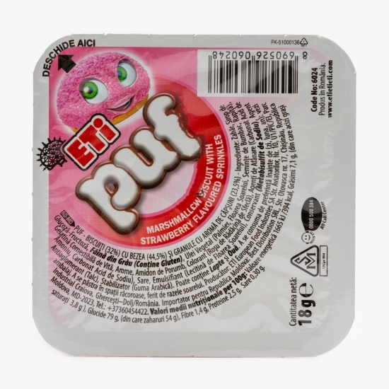 Biscuit cu bezea și granule cu aromă de căpșuni 18g