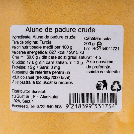 Alune de pădure crude 200g