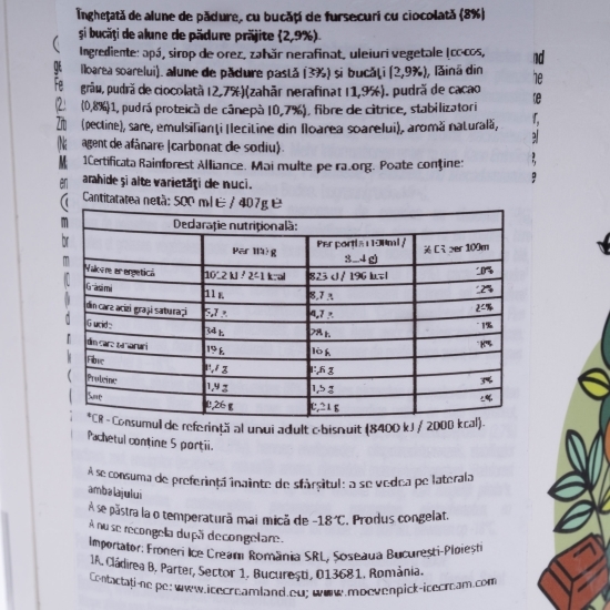 Îngheţată de alune de pădure 407g