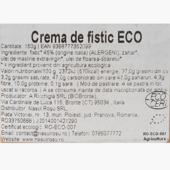 Cremă de fistic de Bronte din Sicilia, eco, 150g