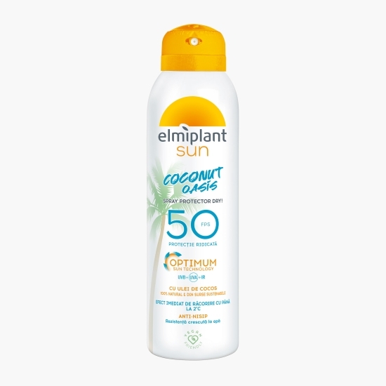 Loțiune spray cu protecție solară Dry Coconut Oasis SPF 50, 150ml