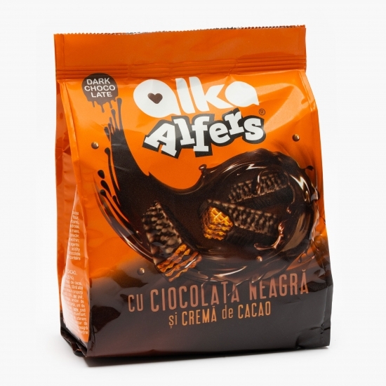Napolitane glazurate cu ciocolată neagră și cremă de cacao 180g