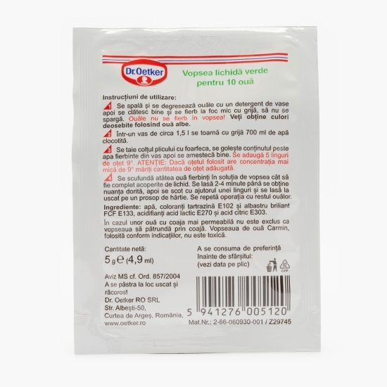 Vopsea verde pentru ouă, (10 ouă), 5ml