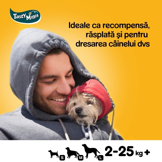 Recompense pentru câini adulți, 155g, Tasty Minis cu vită
