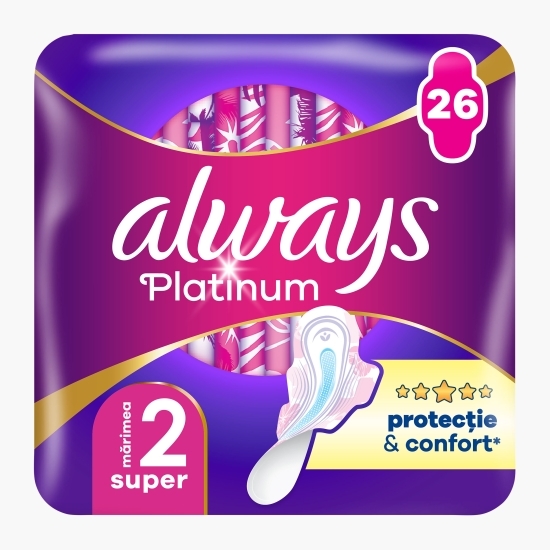 Absorbante Platinum Super Quatro Pack, 26 buc