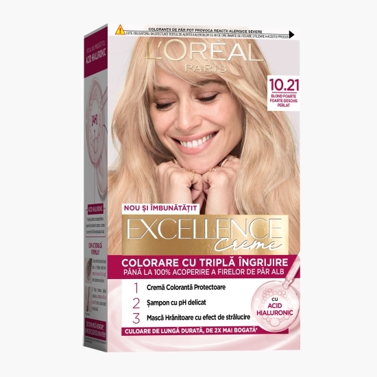 Vopsea de păr permanentă, 10.21 Blond extra deschis perlat 182ml 
