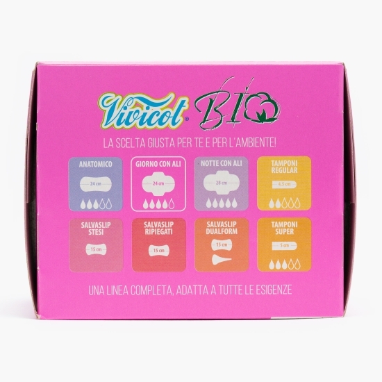 Absorbante cu aripioare, zi, bumbac bio, 14buc