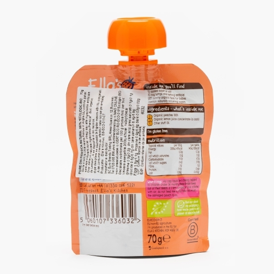 Piure ecologic de piersică, +4 luni, 70g
