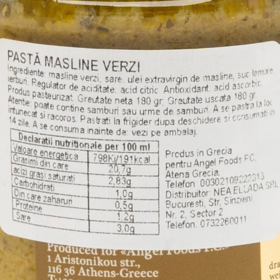 Pastă măsline verzi 180g