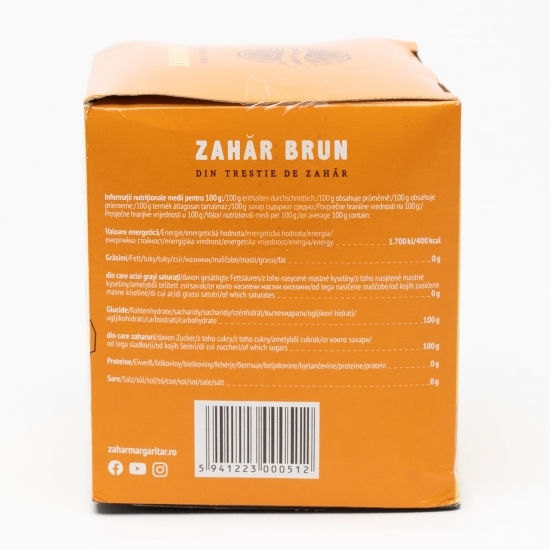 Zahăr brun la plic, 1kg (200 baghete)