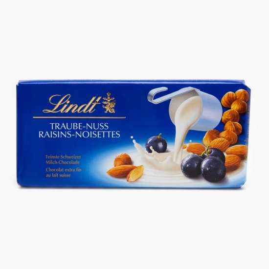 Ciocolată elvețiană cu lapte cu stafide, alune și migdale 100g