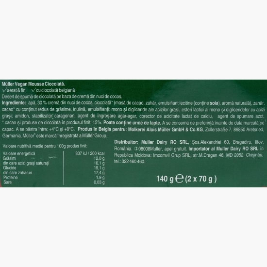 Mousse vegan de ciocolată 2x70g