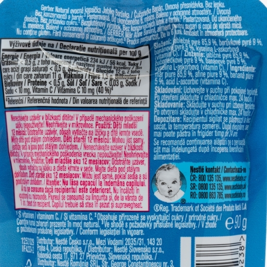 Piure natural de mere, afine și banane 90g, +6 luni
