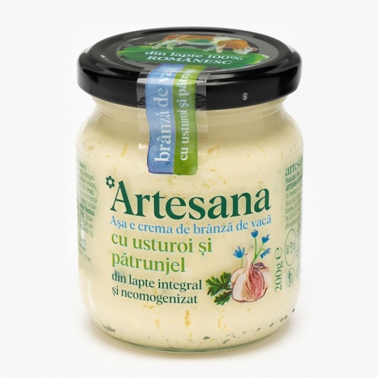 Brânză cremoasă din lapte de vacă cu usturoi și pătrunjel 200g