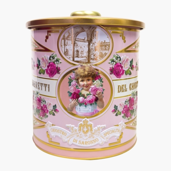 Biscuiți italieni Amaretti cu ciocolată în cutie metalică, 190g