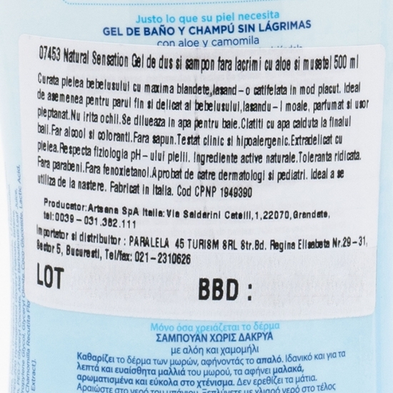 Gel duș și șampon fără lacrimi Natural Sensation 500ml