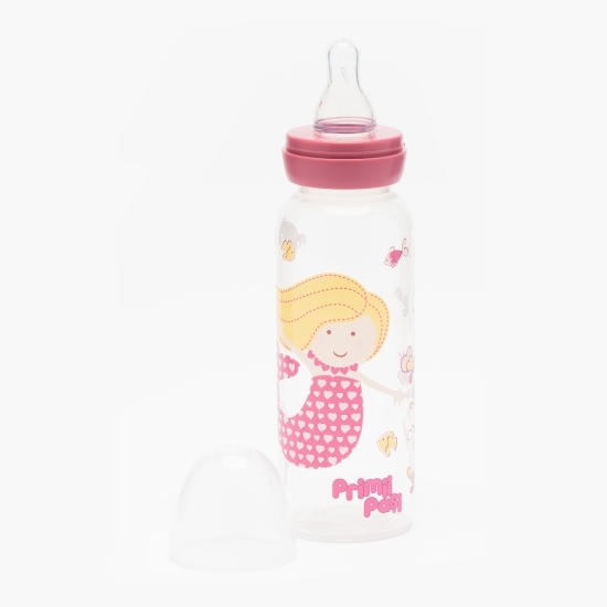 Biberon decorat roz, 0-3 luni, 250ml