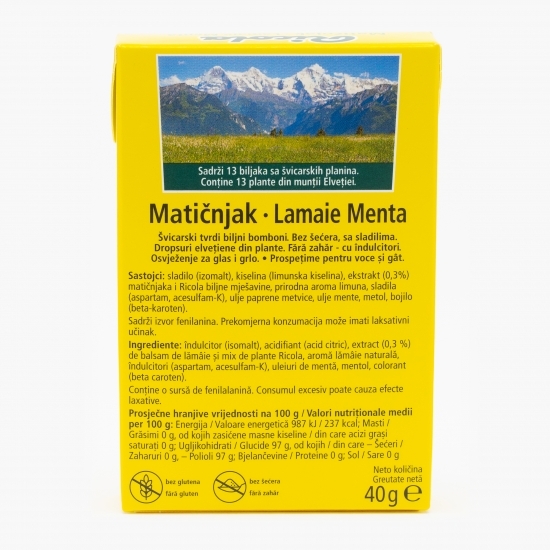 Dropsuri din plante Lemon Mint fără zahăr adăugat 40g