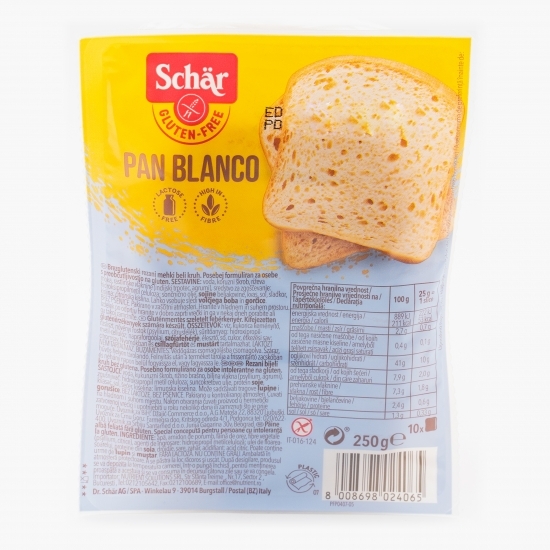Pâine albă feliată fără gluten 250g 
