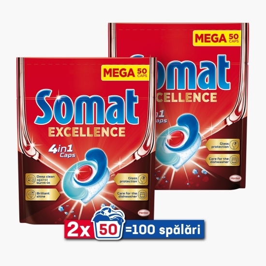 Detergent pentru mașina de spălat vase 4în1, 2x50 tablete