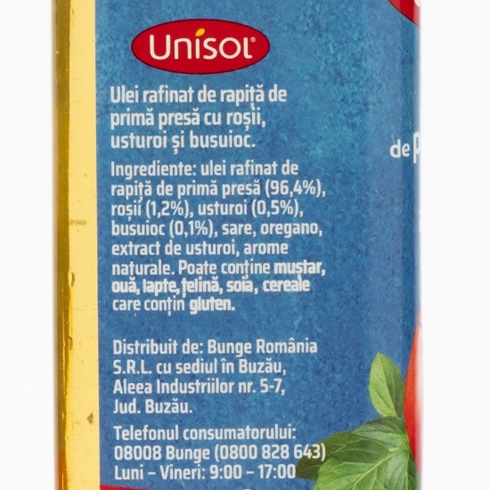 Ulei de primă presă cu ierburi aromatice roșii, usturoi și busuioc 0.25l