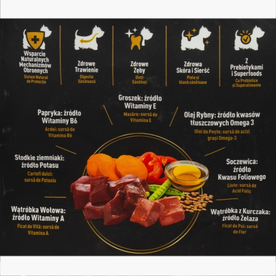 Hrană uscată pentru câini adulți de talie mică 800g, cu vită și pasăre