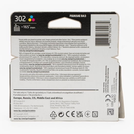 Cartuș cerneală OEM HP 302, cod F6U65AE, color