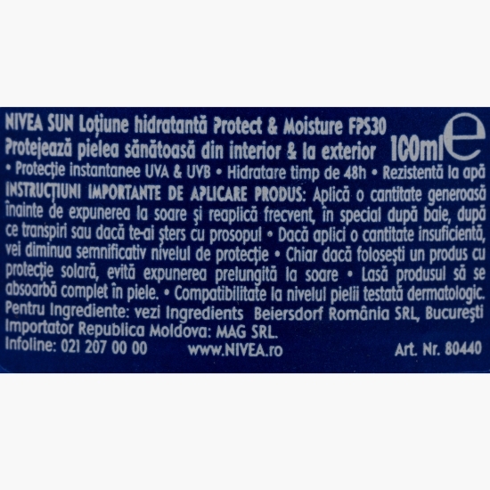 Loțiune solară SPF30 Protect & Moisture Travel Size 100ml