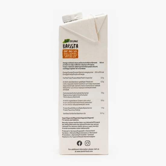 Băutură eco din ovăz integral Barista 1l