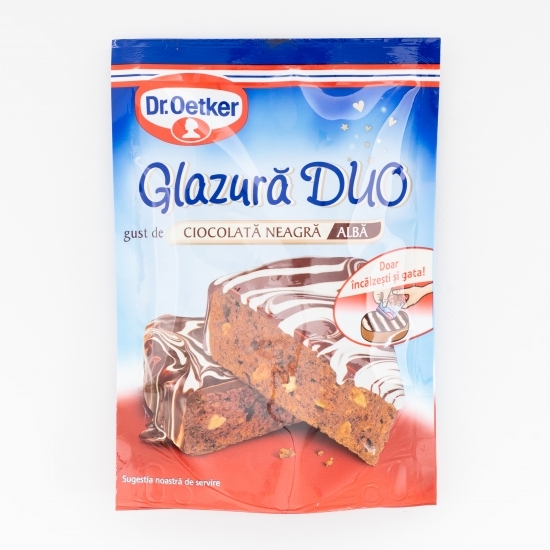 Glazură Duo cu gust de ciocolată neagră/albă 100g 