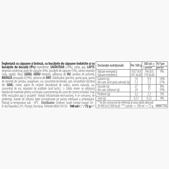 Înghețată cu căpșuni și cheesecake 0.1l