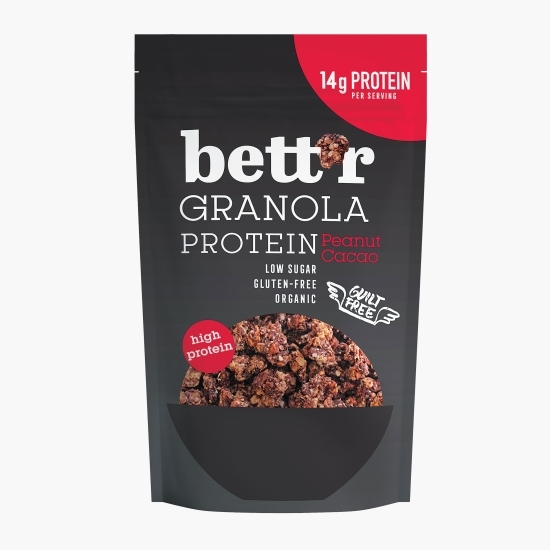 Granola proteică eco cu arahide și cacao, fără gluten 300g