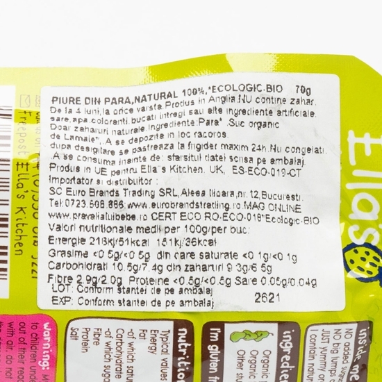 Piure ecologic de pară, +4 luni, 70g