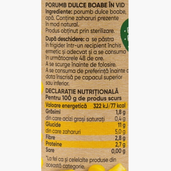 Porumb Gold fără zahăr, sare adăugat 110g