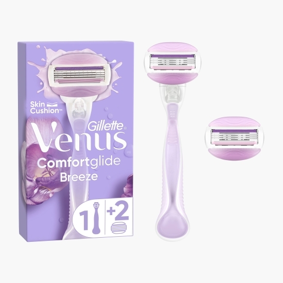 Aparat de ras pentru femei ComfortGlide Breeze cu 3 lame, mâner + 2 rezerve