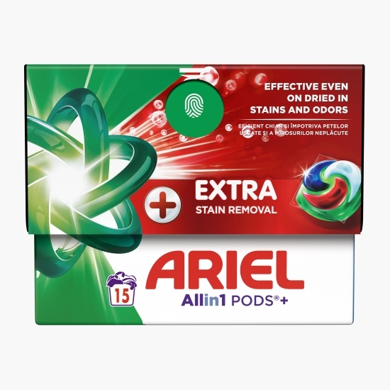 Detergent de rufe capsule All-in-One Plus Extra Stain Removal, 15 spălări, 15 buc